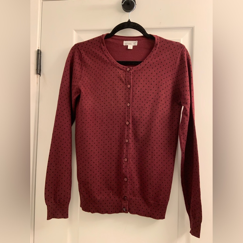 Sears Maroon Button-Up Cardigan